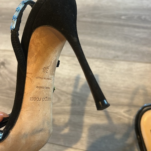 Sergio Rossi Black Heels with Multicolor Straps 38 - Picture 8 of 8